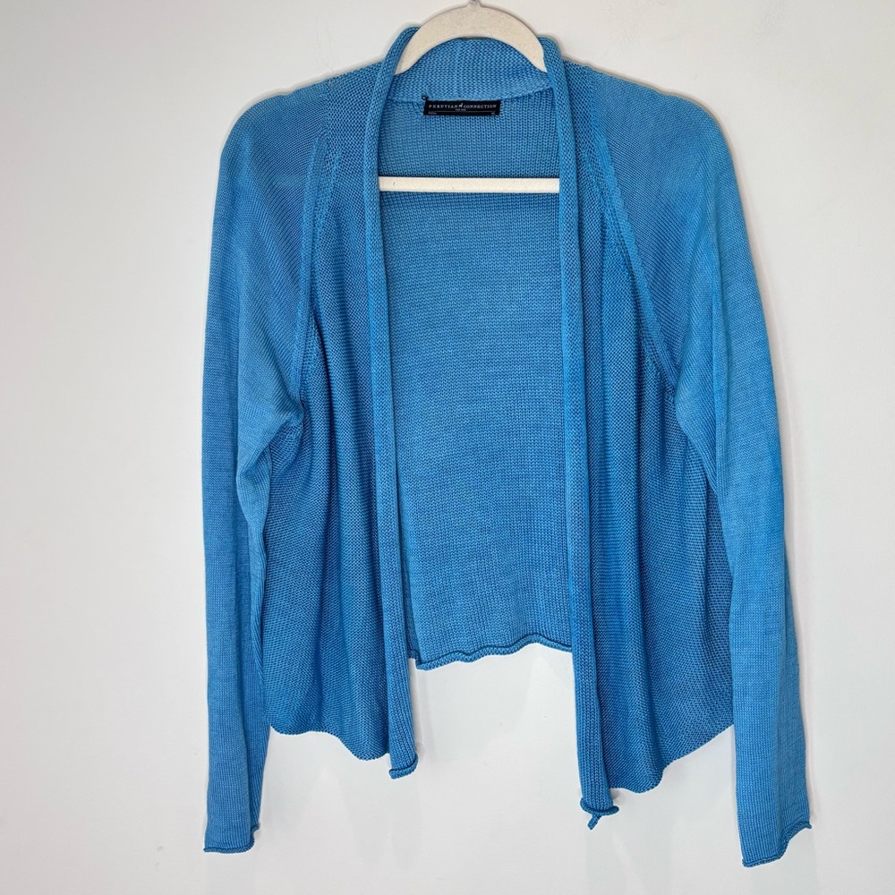 Peruvian Connection Open Front Knit Cardigan Sweater Pima Cotton Size XL -D44
